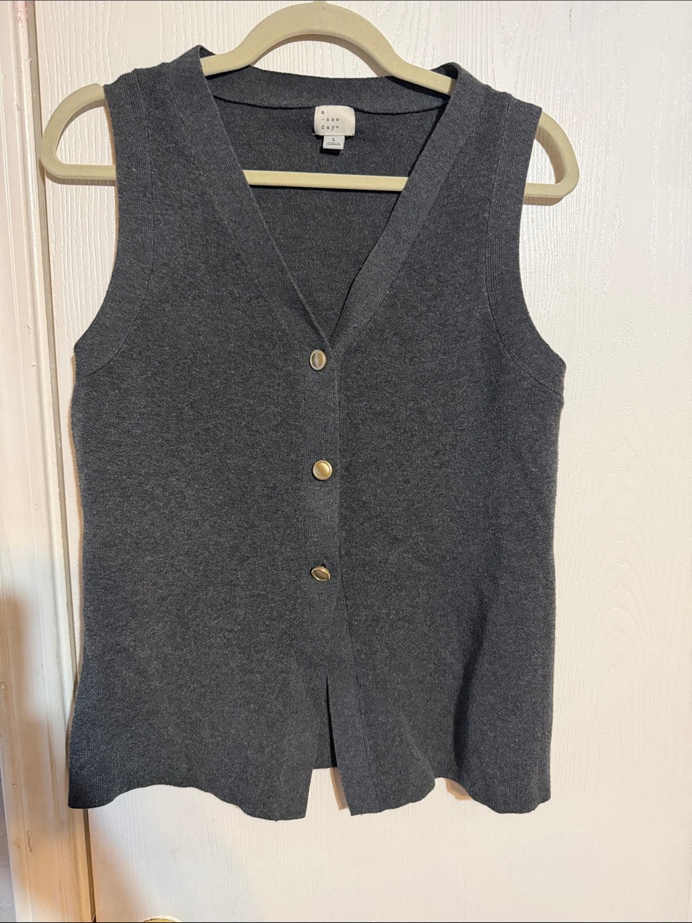 a new day Charcoal Gray Sleeveless Button Vest